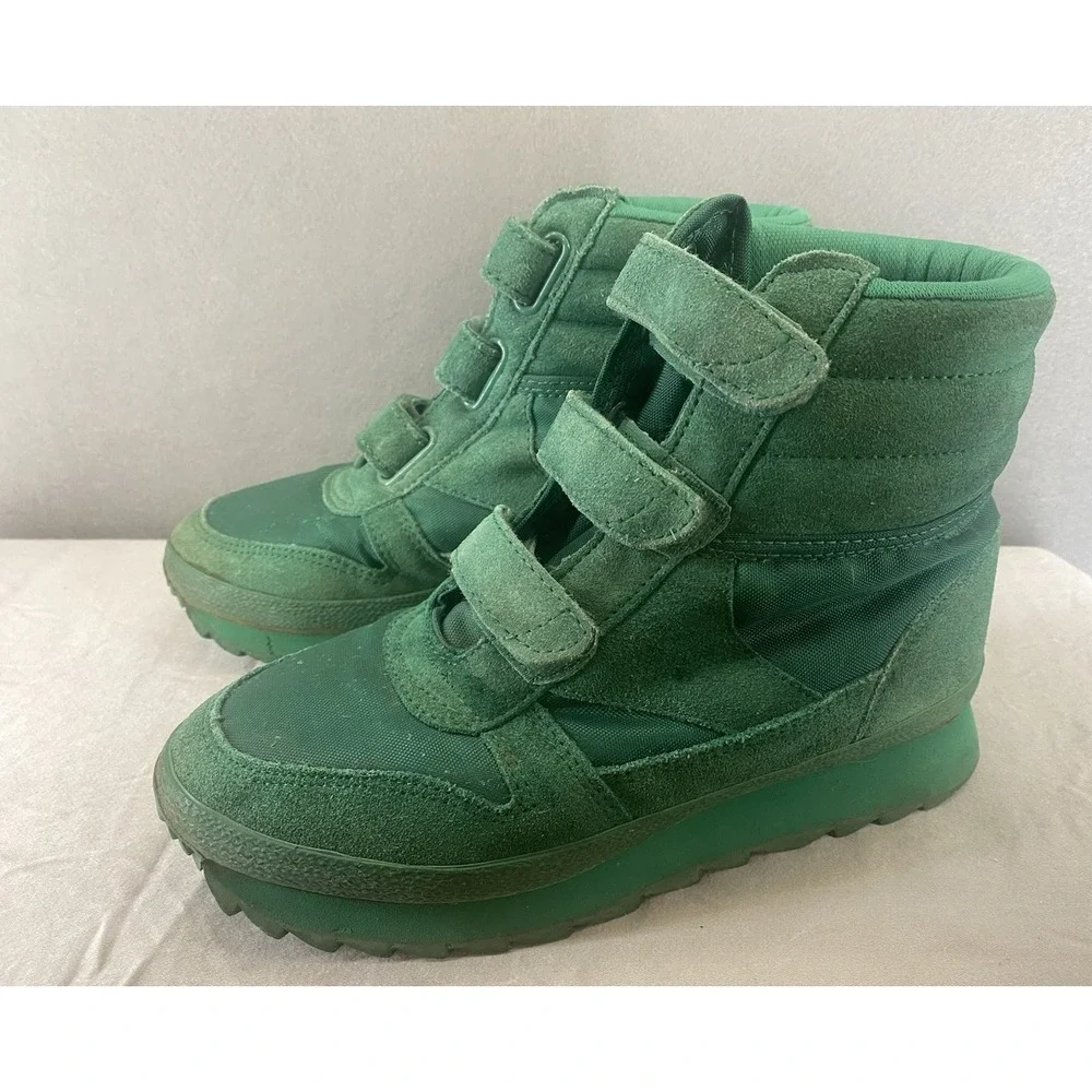 One Sport  Women Size 9 Ankle Boots Retro Green Suede Hook&Loop‎ Insulated EUC